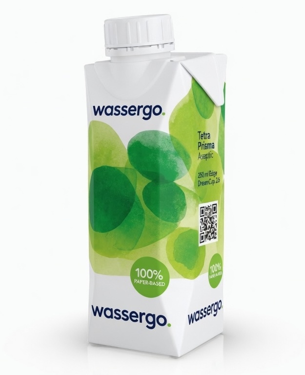 Wassergo Premium-Mineralwasser-Karton mit Werbeflächen